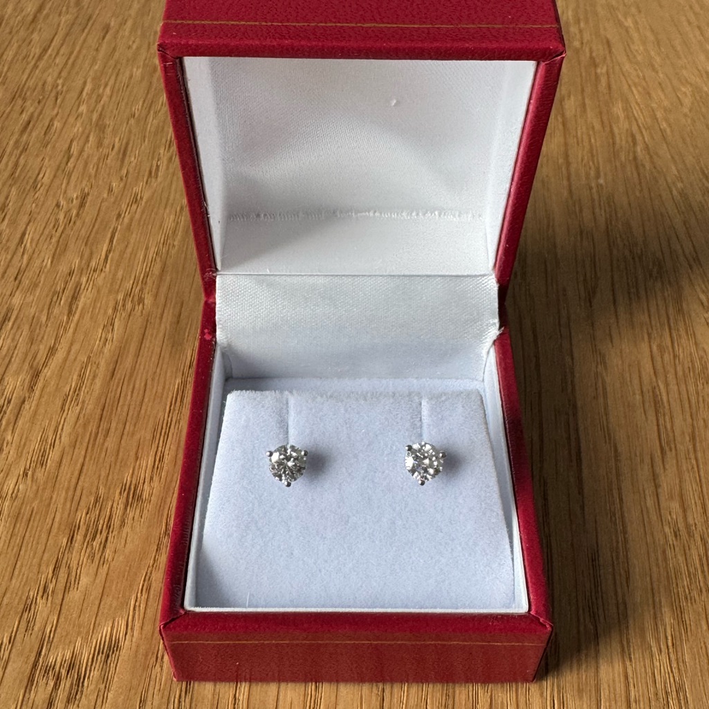 14k White Gold 3/4 Ctw Lab-Grown Diamond Stud Earrings